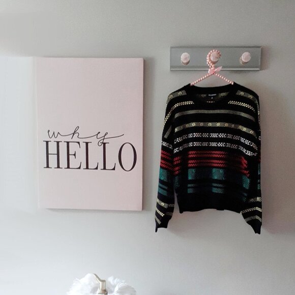 NWT 525 America black & multicolour pattern sweater, M - Picture 6 of 7